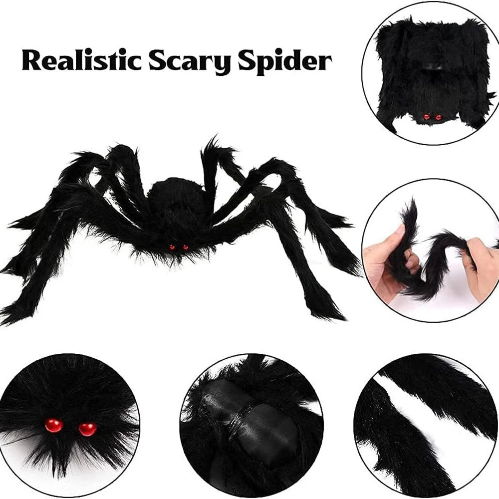 Large Black Spider for Halloween, giant spider decoration, professional accessories, for outdoor yard, scary decoration