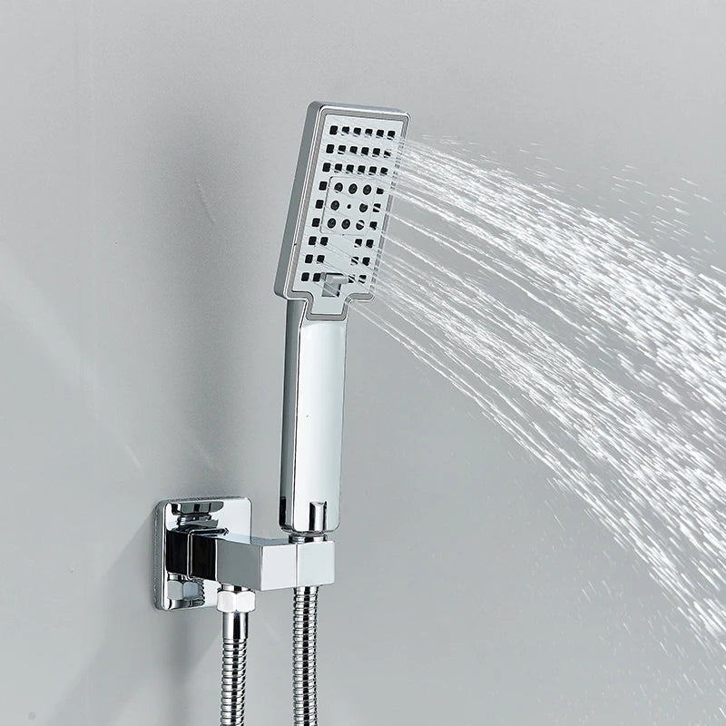 Chrome Bathroom Digital Display Shower Faucet Set Rainfall Shower LCD 2-way Mixer Tap Bathtub Shower System Bath Shower Mixer