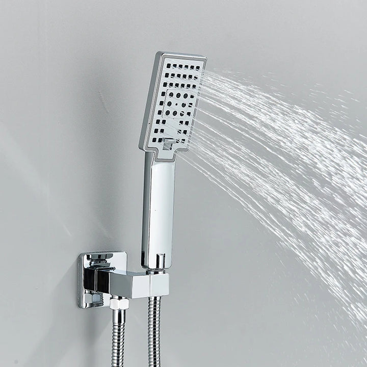 Chrome Bathroom Digital Display Shower Faucet Set Rainfall Shower LCD 2-way Mixer Tap Bathtub Shower System Bath Shower Mixer