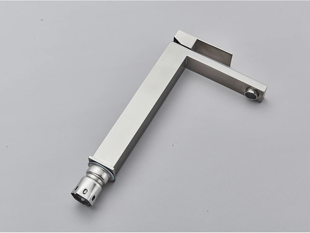 Brushed Nickel Basin Faucet Black Bathroom Faucet Deck Mounted Basin Sink Tap Mixer Hot & Cold Water Stainless Steel Faucet