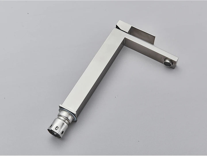 Brushed Nickel Basin Faucet Black Bathroom Faucet Deck Mounted Basin Sink Tap Mixer Hot & Cold Water Stainless Steel Faucet