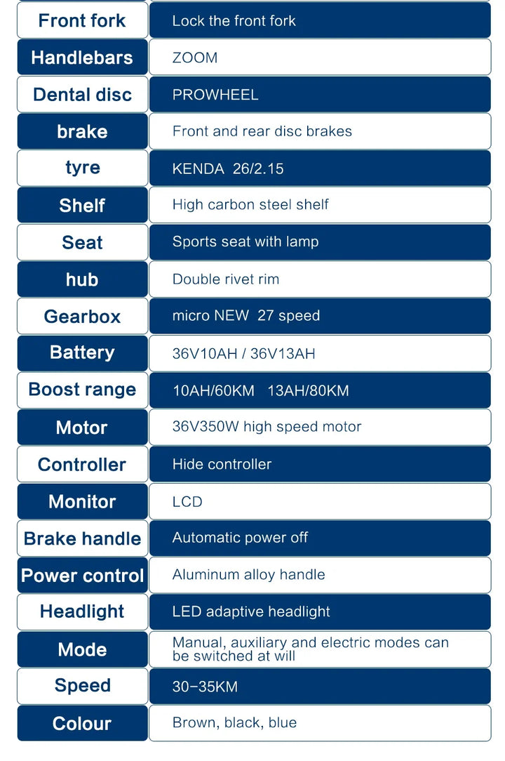 AKEZ Electric Bicycle 36V13AH Lithium Battery 350W Brushless motor Adult E-Bike 26Inch Thin tire Urban Commuting Electric Bike