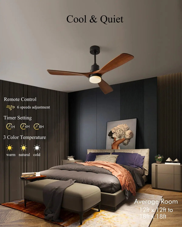 Industrial Ceiling Fans with Lights Remote Control Indoor Outdoor Wood Ceiling Fan with 3 Blade for Patio Living Room Bedroom