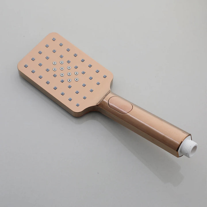 JIENI Luxury Rose Golden Shower Faucet Set Solid Brass Handle Bathroom Bathtub Mixer Rainfall Hand Shower & Spray Shower Facuet