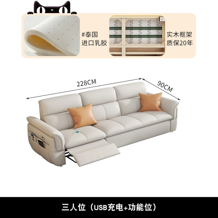 Cozy Genuine Leather Sofa Modern Designer Electric Reclining Lounge Sofa