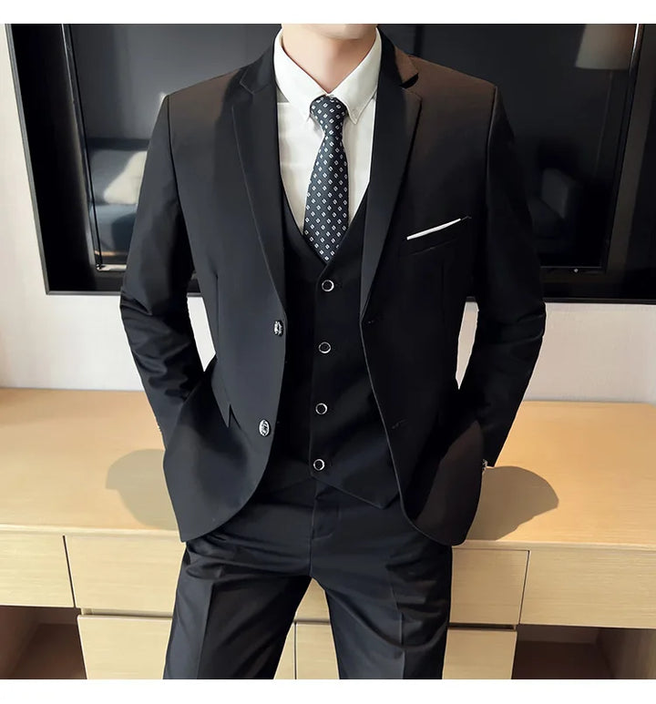 High Quality Business Casual Wedding (suit + Vest + Trousers) 2024 New Fashion Banquet Handsome Men's 3-piece Set  S-6XL