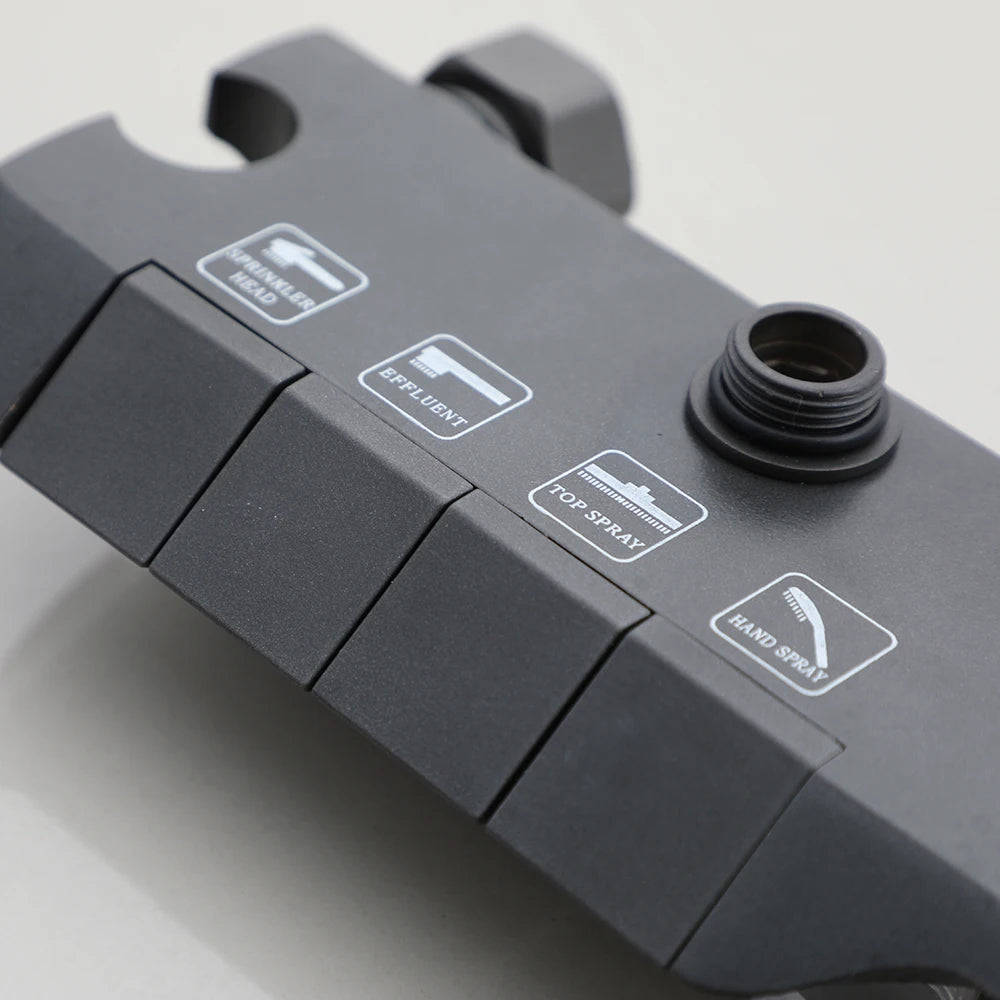 KEMAIDI Piano Key Shower Faucet Set Grey Shower System 4 Function Bathroom Rain Shower Combo Set Brass Bathtub Faucets Mixer