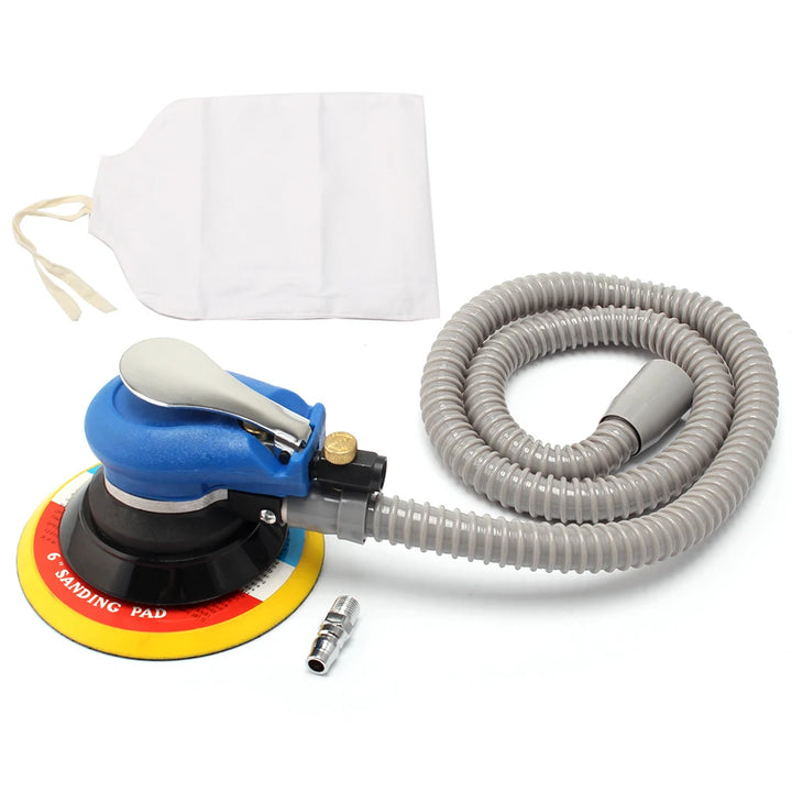 NuoDdunco 5-inch /6-inch Pneumatic Orbital Sander Air Polisher 125mm/150mm Air Vacuum Grinder for Car Metal Wood Polishing