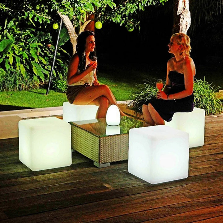 Battery Powered LED Glowing Cube Night Lights Remote 16 Colors Bar KTV Hotel Table Chair Lamps for Wedding Party Garden Decor