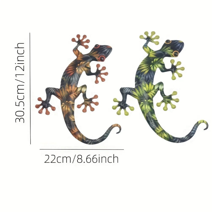 2-piece iron gecko wall decorations, suitable for home garden courtyard