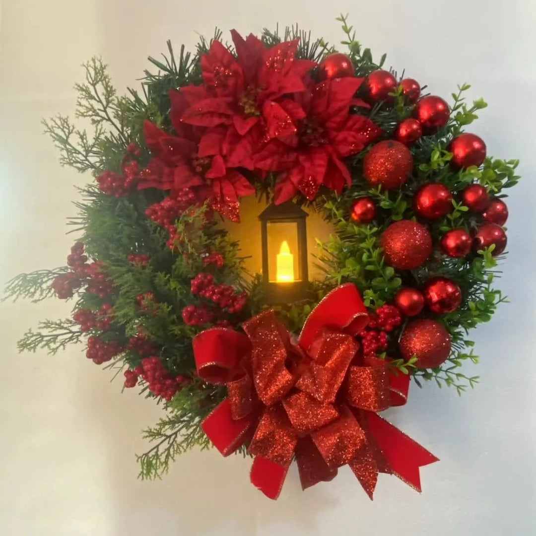 Christmas Wreath for Front Door Red Gold Window Wall Door Decorations 2025 Christmas Garland Ornament