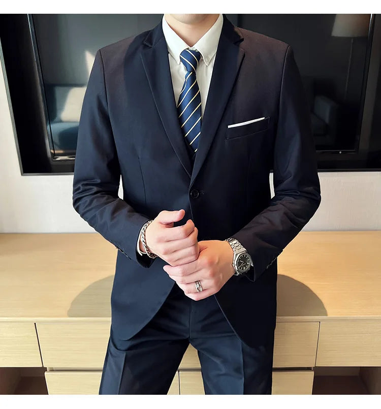 High Quality Business Casual Wedding (suit + Vest + Trousers) 2024 New Fashion Banquet Handsome Men's 3-piece Set  S-6XL