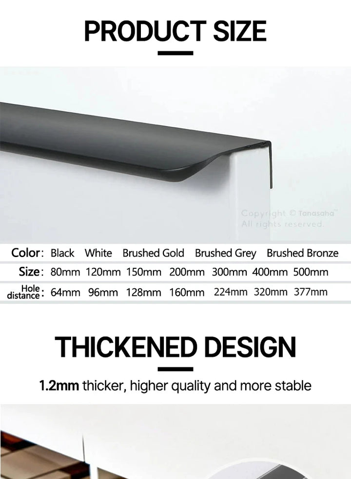 Hidden Cabinet Pulls Drawer Knobs Bedroom Door Handles Aluminum Alloy Kitchen Cupboard Door Pulls Furniture Handle Hardware