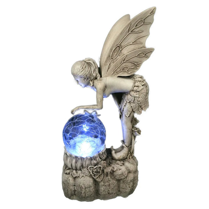 Fairy Garden Statue Solar Garden Decor Fairy Statue Outdoor with Glass Ball  Waterproof Outdoor Decor Suitable for Yard