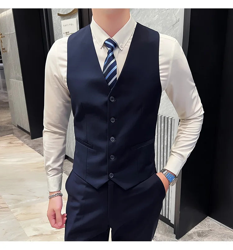 High Quality Business Casual Wedding (suit + Vest + Trousers) 2024 New Fashion Banquet Handsome Men's 3-piece Set  S-6XL