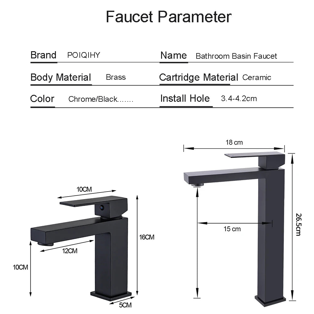 Brushed Nickel Basin Faucet Black Bathroom Faucet Deck Mounted Basin Sink Tap Mixer Hot & Cold Water Stainless Steel Faucet