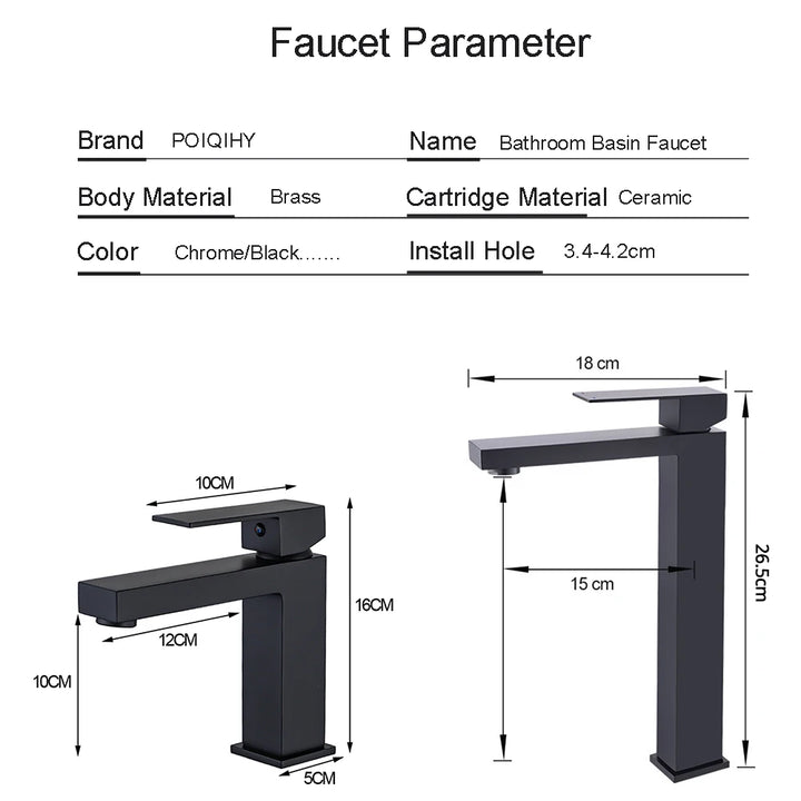 Brushed Nickel Basin Faucet Black Bathroom Faucet Deck Mounted Basin Sink Tap Mixer Hot & Cold Water Stainless Steel Faucet