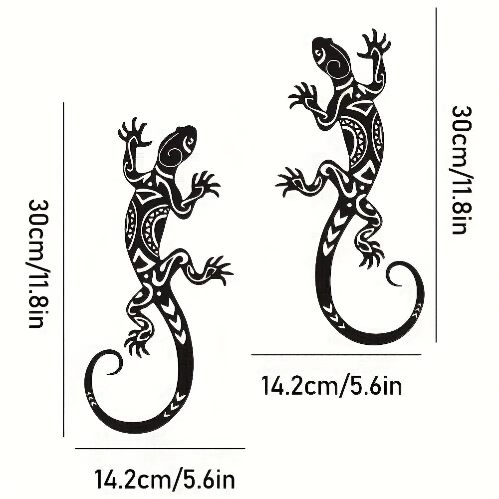 2-piece iron gecko wall decorations, suitable for home garden courtyard
