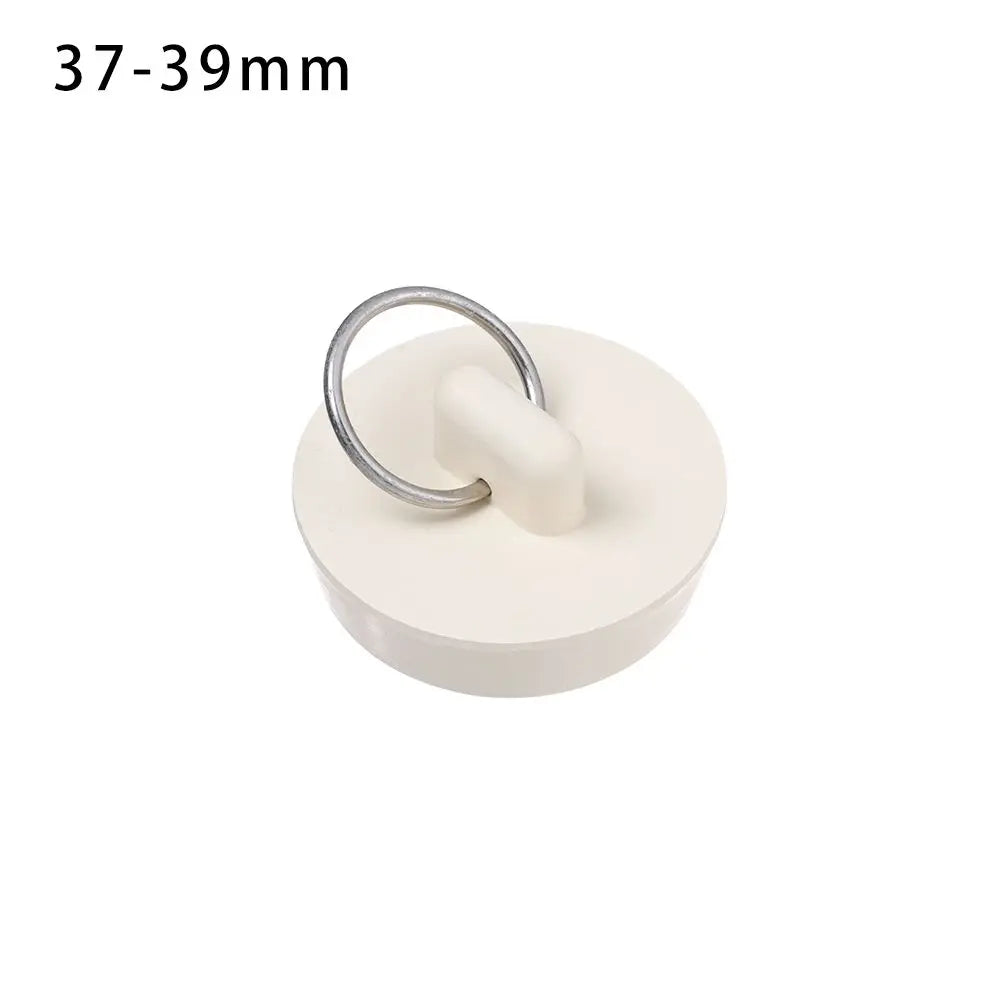 Kitchen Bathroom Water Sink Plug with Hanging Ring Round Rubber Bathtub Stopper Durable White Leakage-proof Sewer Drain Cover