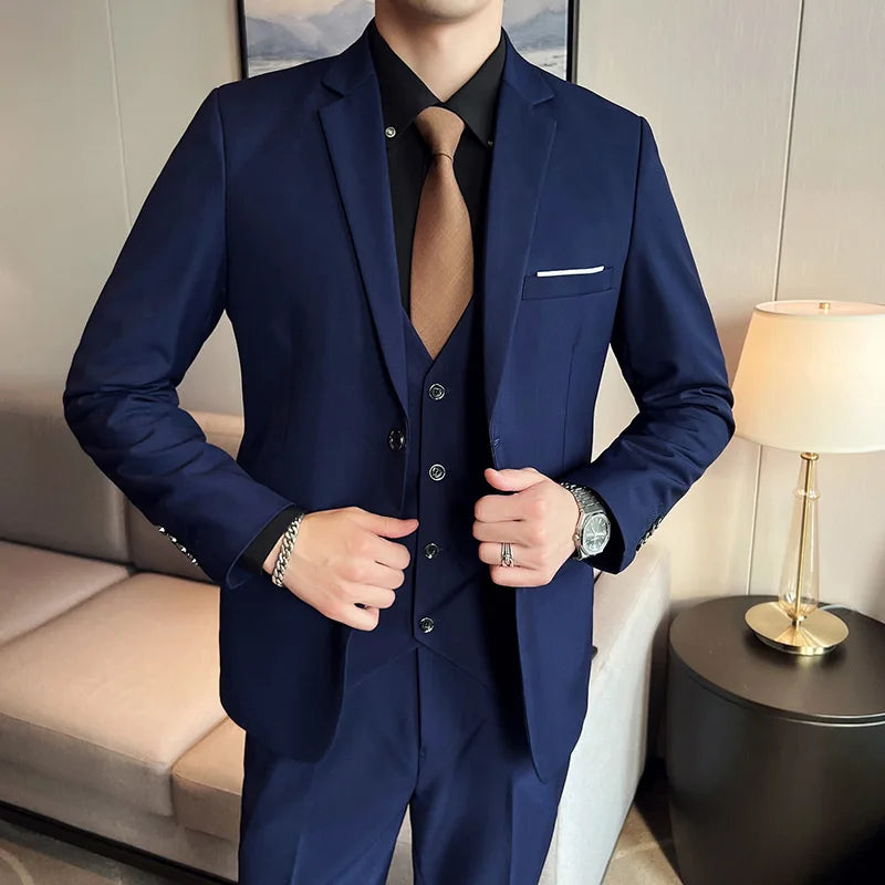 High Quality Business Casual Wedding (suit + Vest + Trousers) 2024 New Fashion Banquet Handsome Men's 3-piece Set  S-6XL