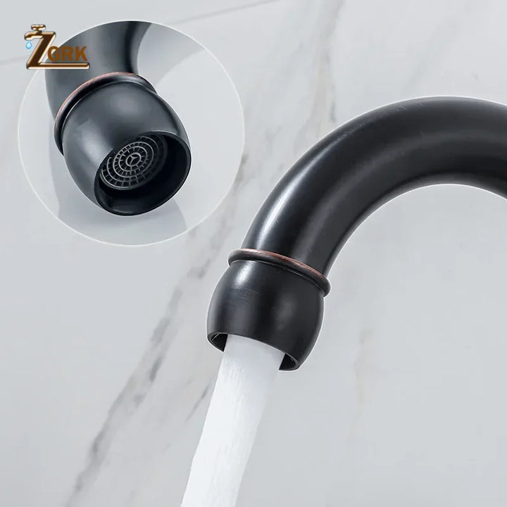 Brass Bathroom Faucet Set Dual Holder Three-hole Wash Basin Faucet Split Hot and Cold Water Sink Taps 5pc Black Tap