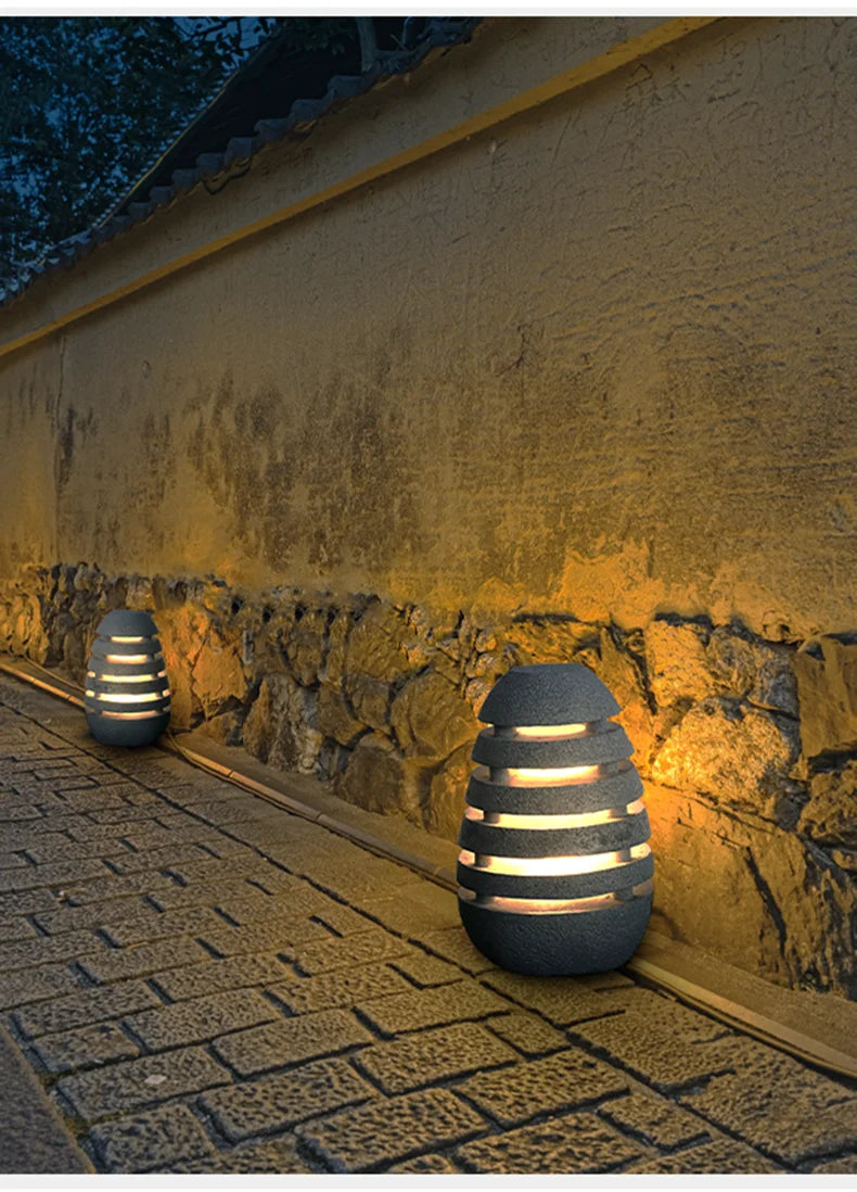 Japanese Style Zen Temple Outdoor Simulation Egg Light Garden Villa Courtyard Outdoor Waterproof Lamp Landscape Led Lawn Lamp