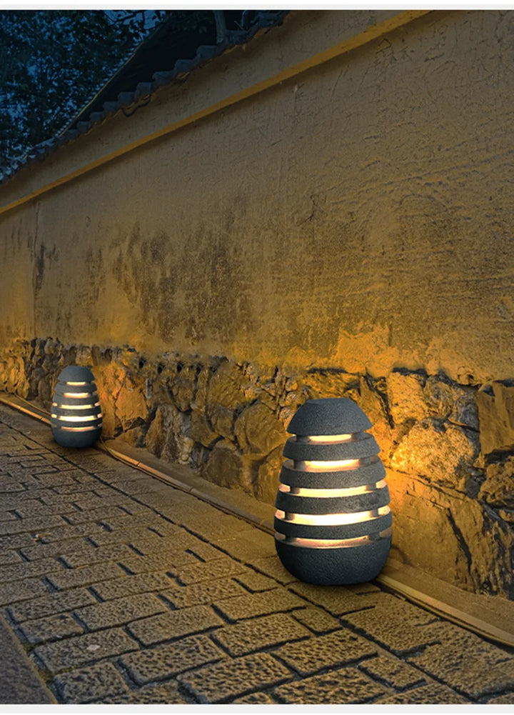 Japanese Style Zen Temple Outdoor Simulation Egg Light Garden Villa Courtyard Outdoor Waterproof Lamp Landscape Led Lawn Lamp