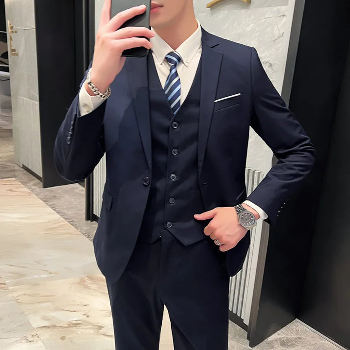 High Quality Business Casual Wedding (suit + Vest + Trousers) 2024 New Fashion Banquet Handsome Men's 3-piece Set  S-6XL