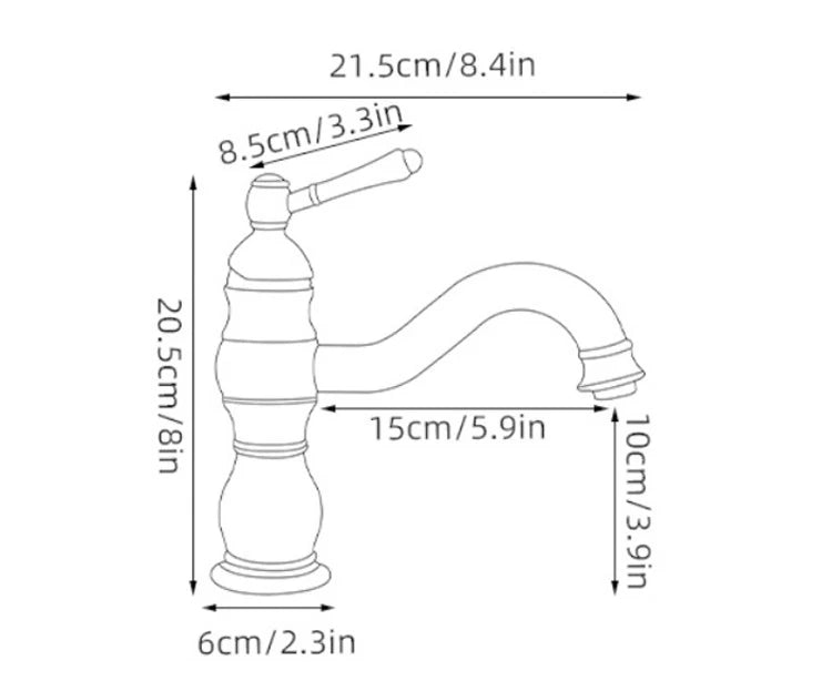 Vintage copper basin faucet French light luxury bathroom cabinet bathroom sink hot and cold water faucet can be rotated