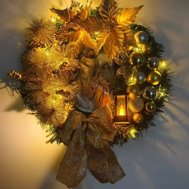 Christmas Wreath for Front Door Red Gold Window Wall Door Decorations 2025 Christmas Garland Ornament