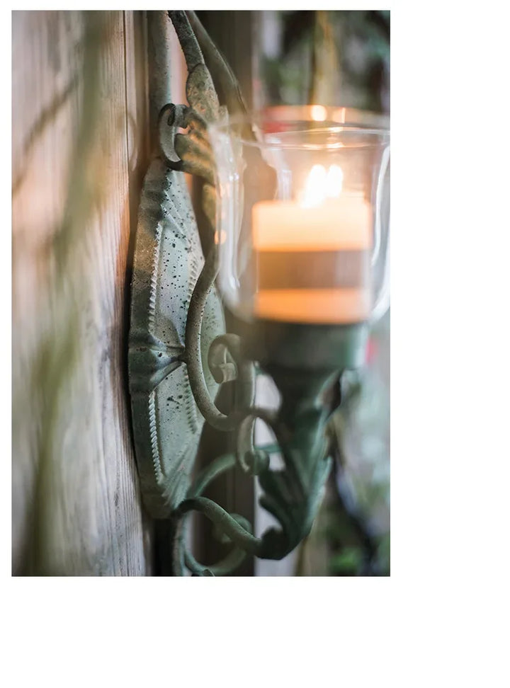 Juhan-Wall Hanging Candlestick, Wind Lamp, Retro Iron Art, Renovation Decoration, Grocery, Garden, Courtyard, French Style