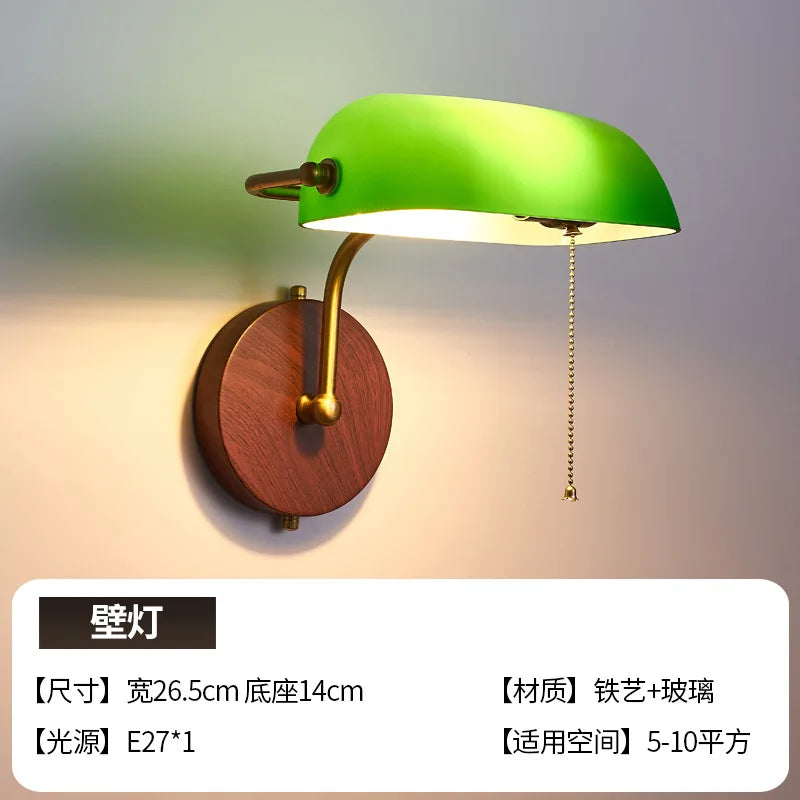 Retro Wall Lamp Entrance Courtyard Entrance Living Room Corridor Hotel Green Glass Cover Atmosphere Sconce
