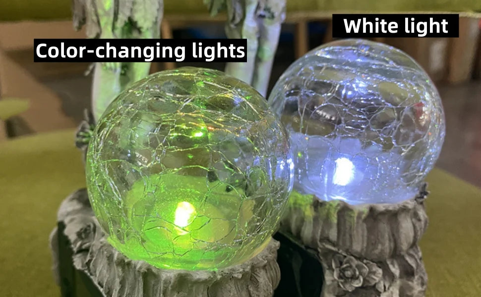 Fairy Garden Statue Solar Garden Decor Fairy Statue Outdoor with Glass Ball  Waterproof Outdoor Decor Suitable for Yard