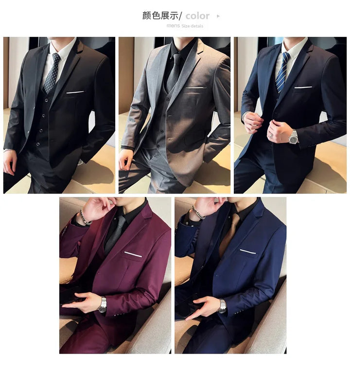High Quality Business Casual Wedding (suit + Vest + Trousers) 2024 New Fashion Banquet Handsome Men's 3-piece Set  S-6XL