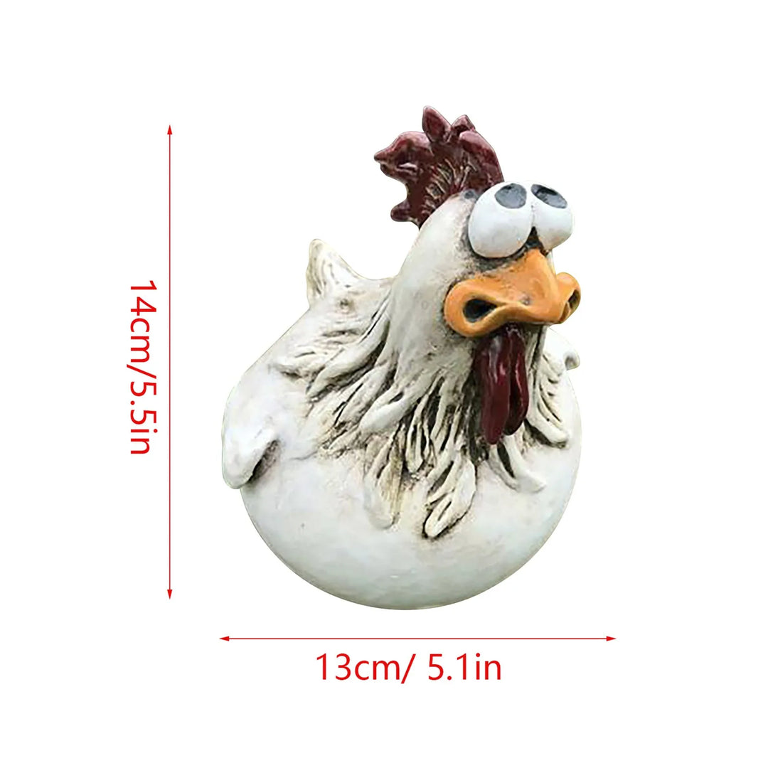 Chicken Sitting on Fence Decor Garden Statues for Fences Rooster Wall Art Yard Sculptures Farm Patio Lawn Decoration