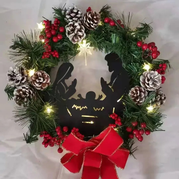 Christmas Wreath for Front Door Red Gold Window Wall Door Decorations 2025 Christmas Garland Ornament