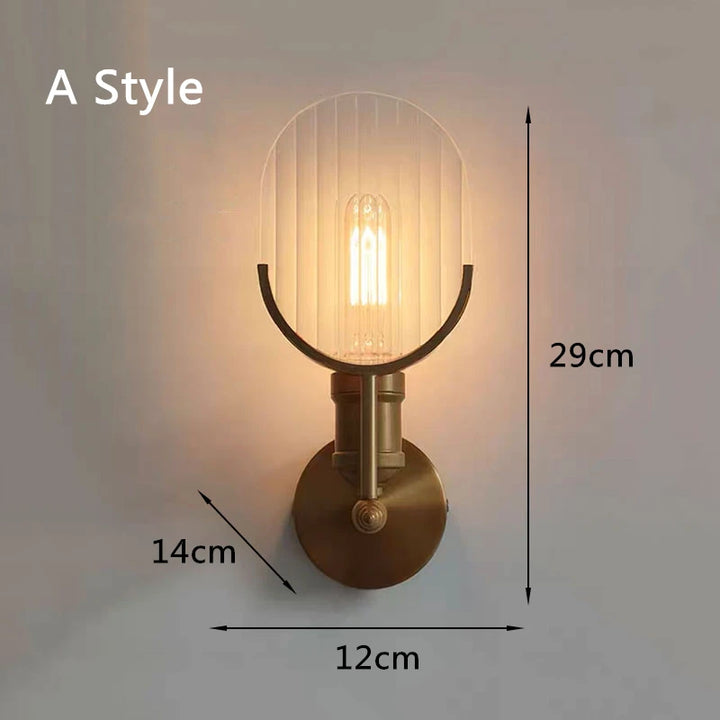 Vintage Wall Lamp Designer Bedside Aisle Coffee Bar Glass Shade Industrial Lighting LED Wall Light Indoor Retro Sconce Lights