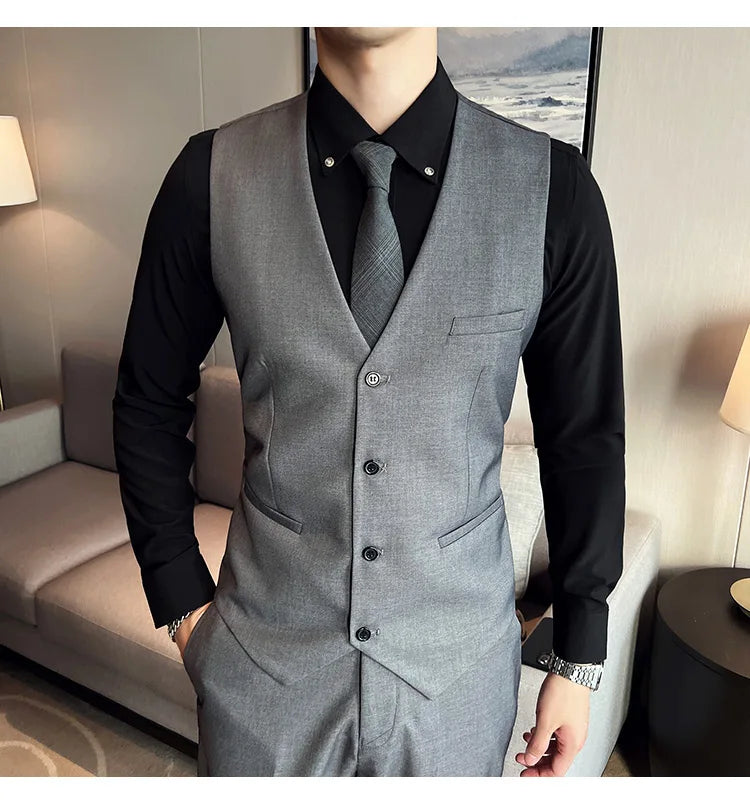 High Quality Business Casual Wedding (suit + Vest + Trousers) 2024 New Fashion Banquet Handsome Men's 3-piece Set  S-6XL