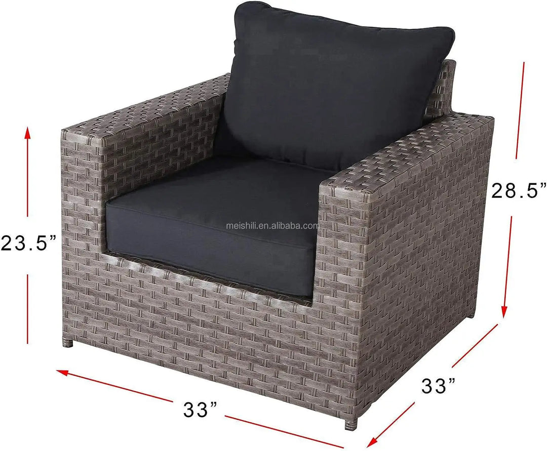 Contemporary Outdoor Garden Pe Rattan Wicker Sofa Furniture Set Of 9 Pieces