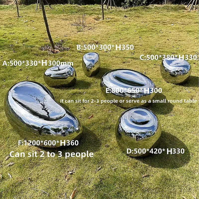 Stainless Steel Mirror Stone Table and Chairs Sculpture, Garden Park, Square Shop, Shopping Mall, Hotel, Art Ornaments