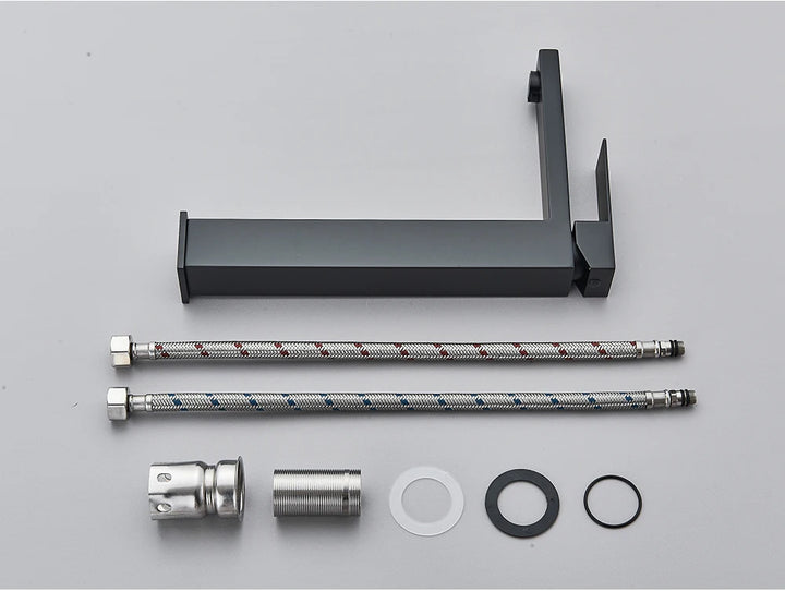 Brushed Nickel Basin Faucet Black Bathroom Faucet Deck Mounted Basin Sink Tap Mixer Hot & Cold Water Stainless Steel Faucet