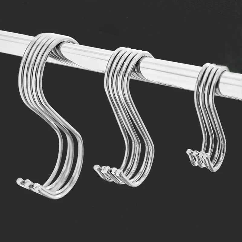 3/10pcs Stainless Steel S-Shape Hook Multi-function Kitchen Bedroom Railing S Hanger Clasp Holder Hooks Hanging Clothes Rack
