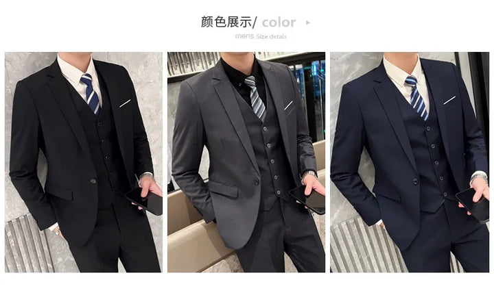 High Quality Business Casual Wedding (suit + Vest + Trousers) 2024 New Fashion Banquet Handsome Men's 3-piece Set  S-6XL