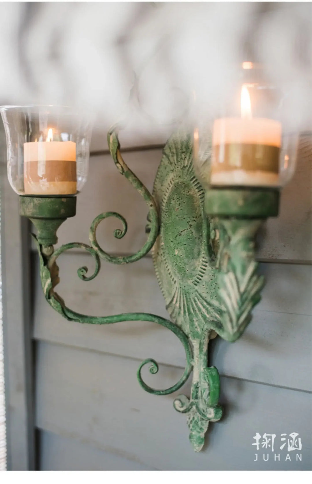 Juhan-Wall Hanging Candlestick, Wind Lamp, Retro Iron Art, Renovation Decoration, Grocery, Garden, Courtyard, French Style