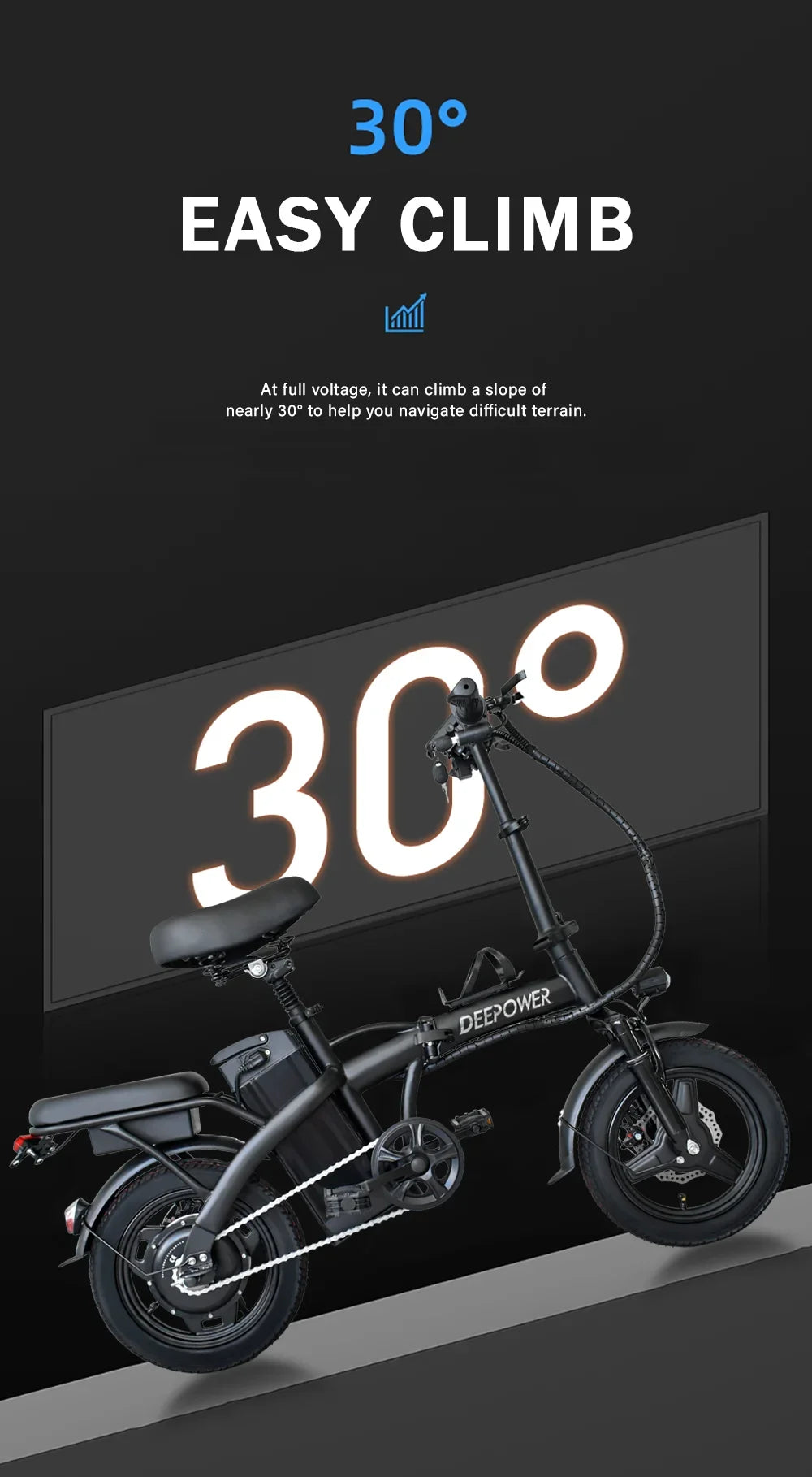 DEEPOWER K300 Electric Bike 400W 48V 30AH Adult Folding Electric Bicycle With Basket Mini Ebike for Urban Commuter Man Woman