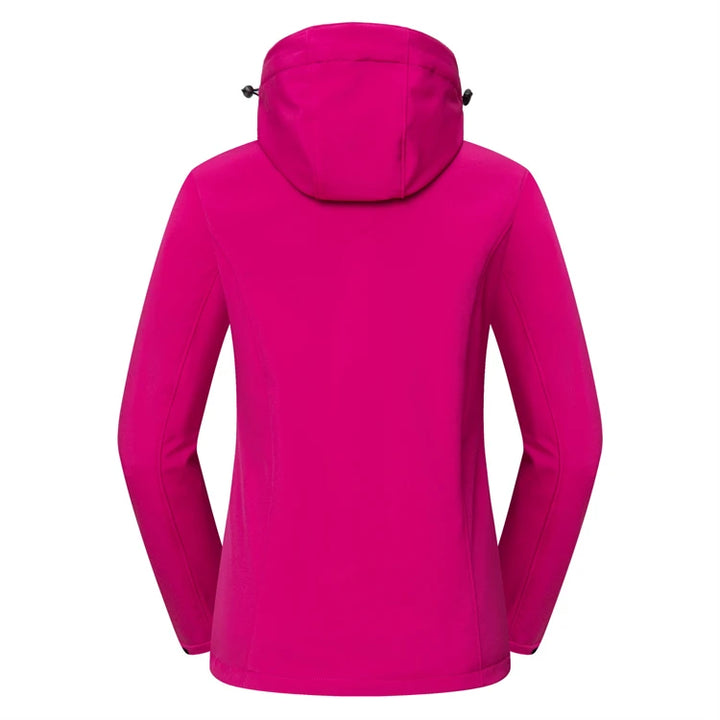 Customize LOGO Women Waterproof Softshell Jacket Outdoor Zipper Hiking Skiing Sports Cardigan Coats Fleece Liner Warm Hoody Tops