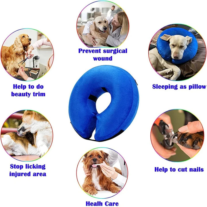 Soft Elizabethan Dog Cone Collar Inflatable Pet Recovery E-Collar for Small to Large Dogs And Cats Ideal for Surgery Recovery