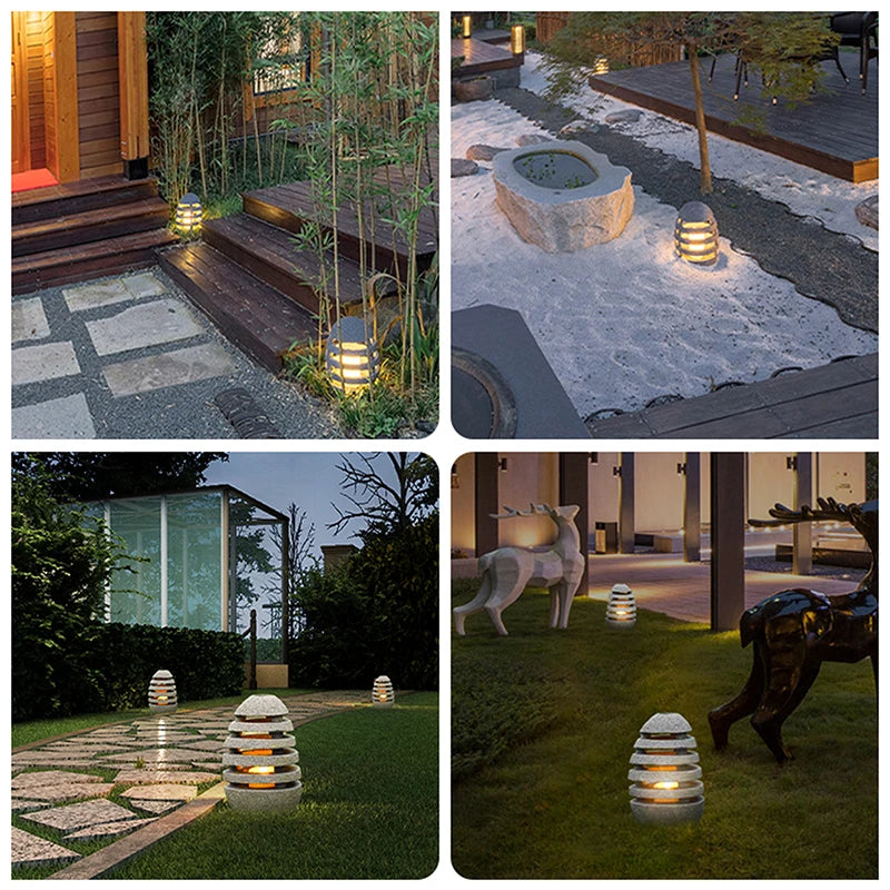 Japanese Style Zen Temple Outdoor Simulation Egg Light Garden Villa Courtyard Outdoor Waterproof Lamp Landscape Led Lawn Lamp