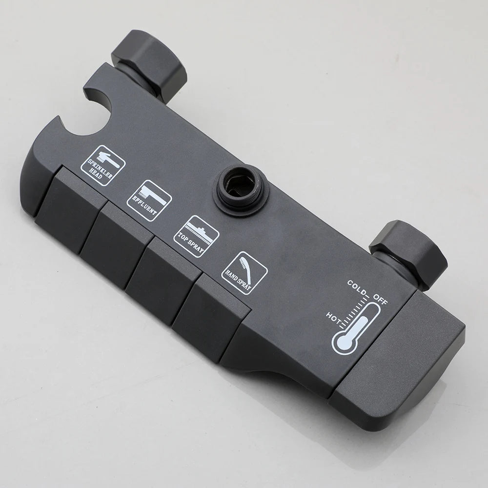 KEMAIDI Piano Key Shower Faucet Set Grey Shower System 4 Function Bathroom Rain Shower Combo Set Brass Bathtub Faucets Mixer