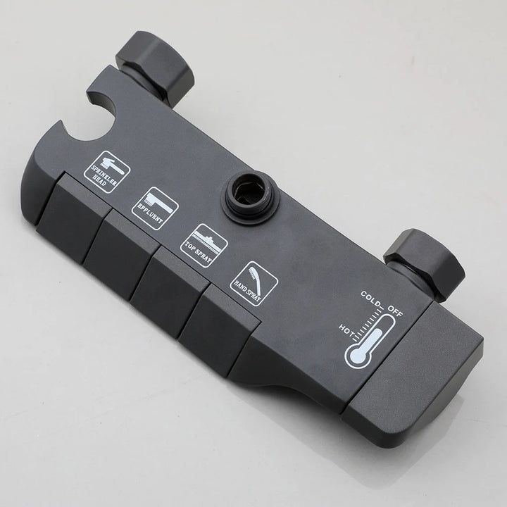 KEMAIDI Piano Key Shower Faucet Set Grey Shower System 4 Function Bathroom Rain Shower Combo Set Brass Bathtub Faucets Mixer